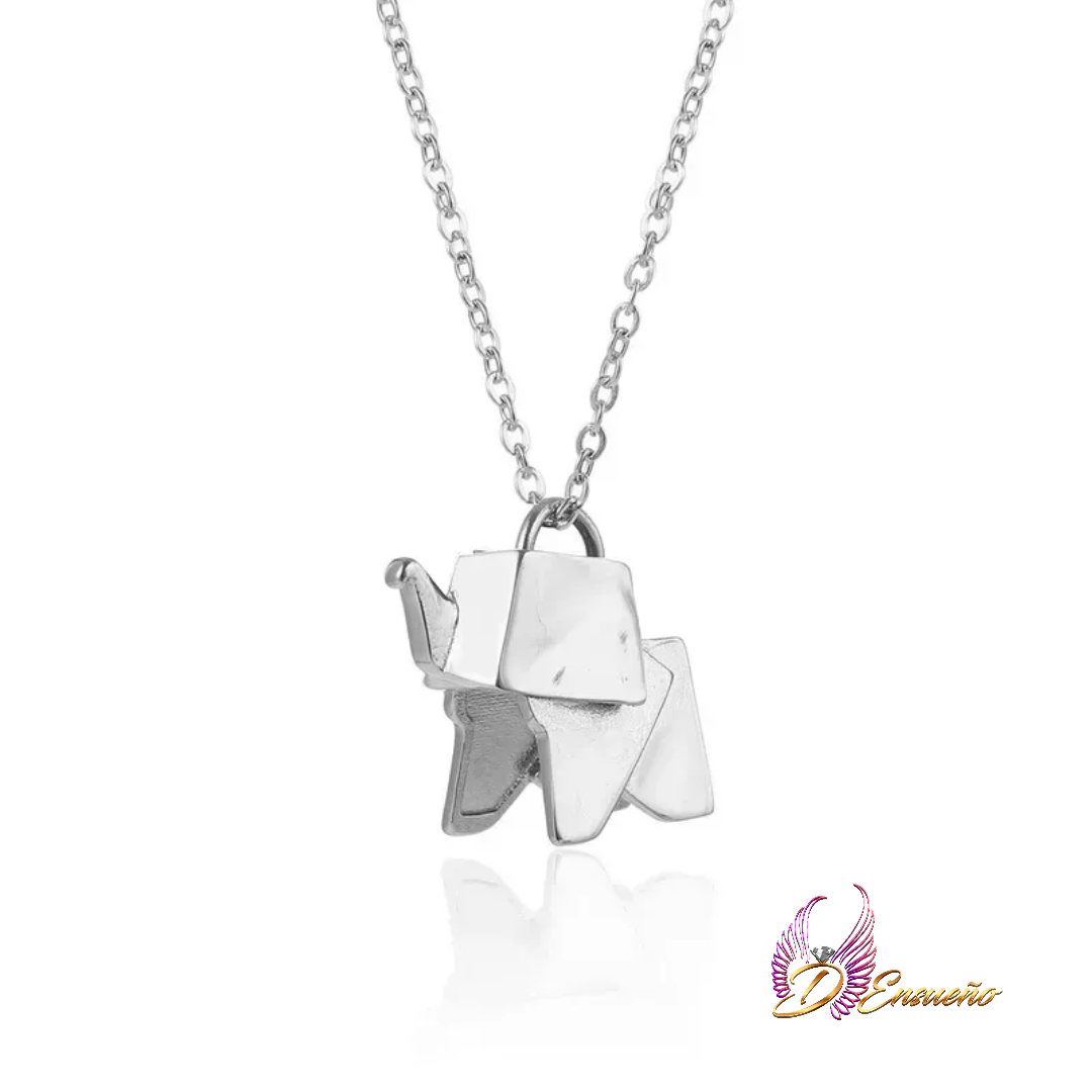 Cadena "Elefante Origami" plata