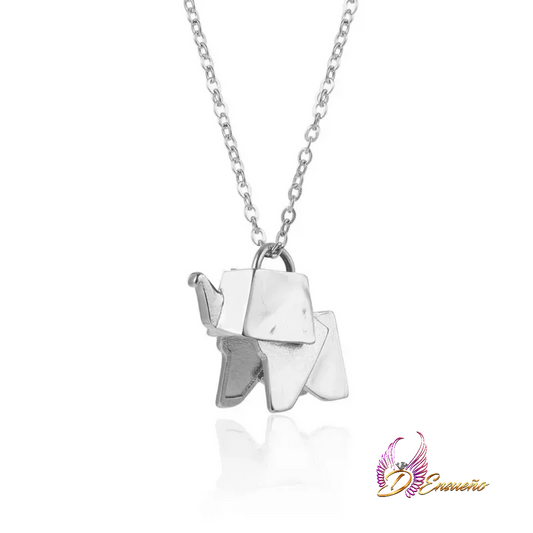 Cadena "Elefante Origami" plata