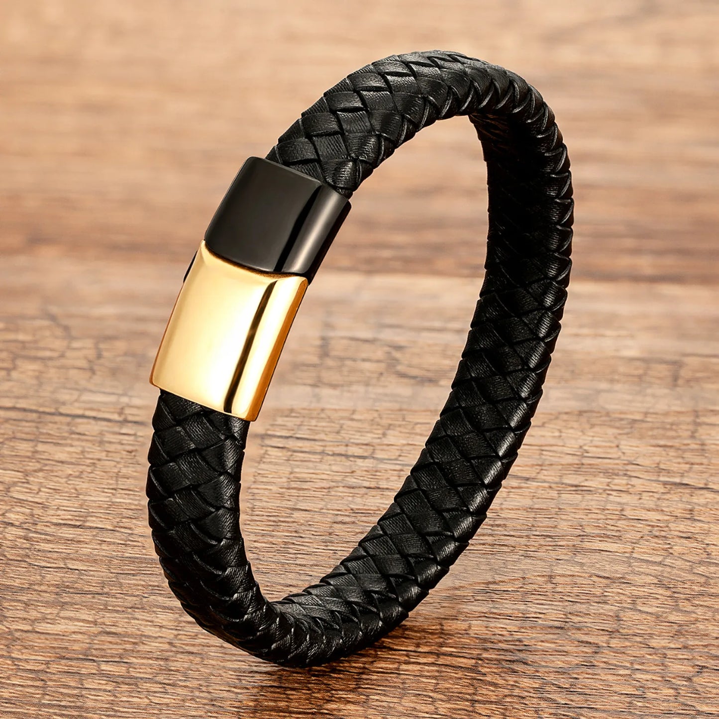 Brazalete "Caballero" negro y oro