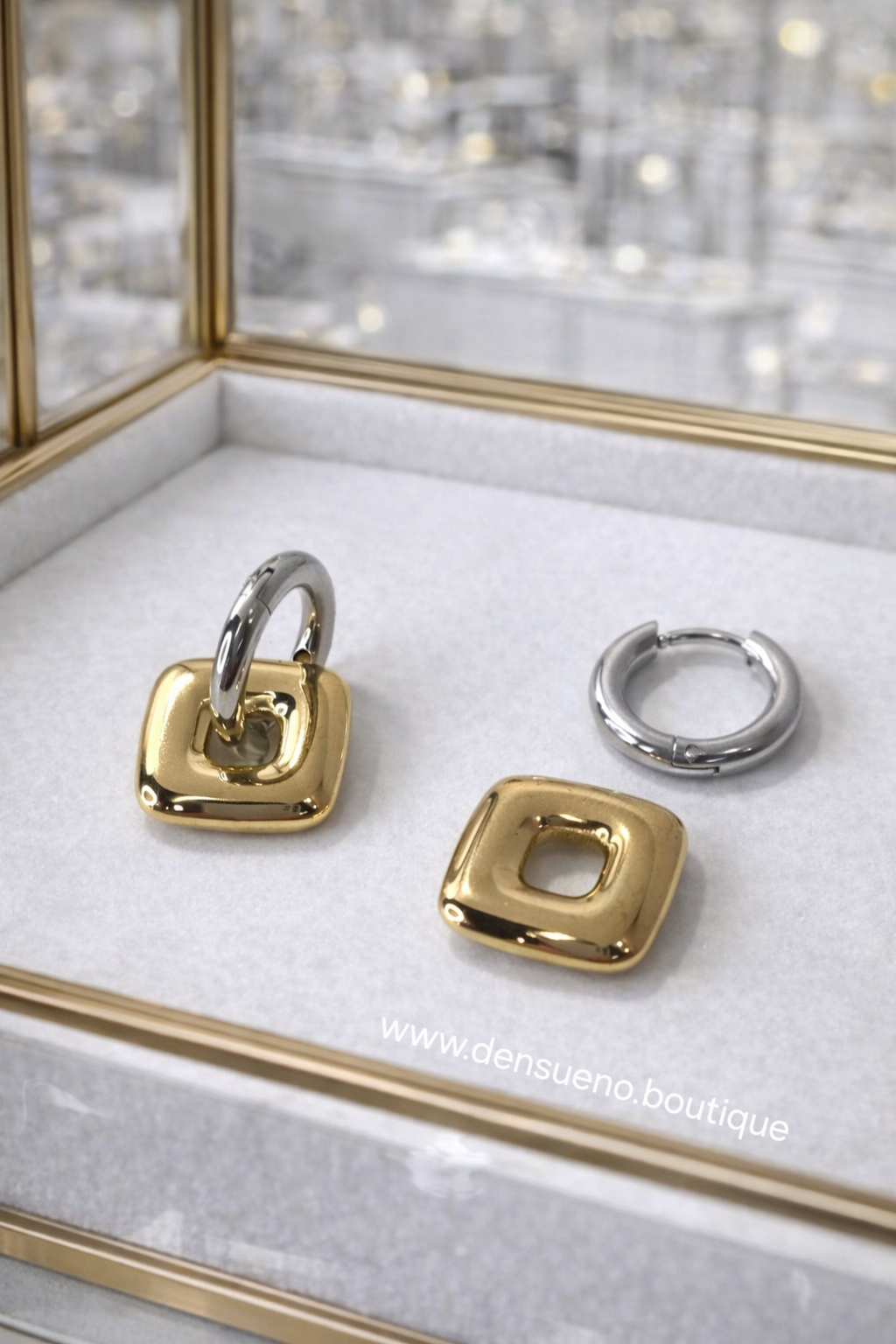 Mix & Match Square Hoops – Stainless Steel (2 en 1)